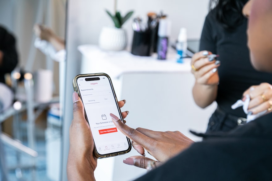 Person booking an appointment on a scheduling app